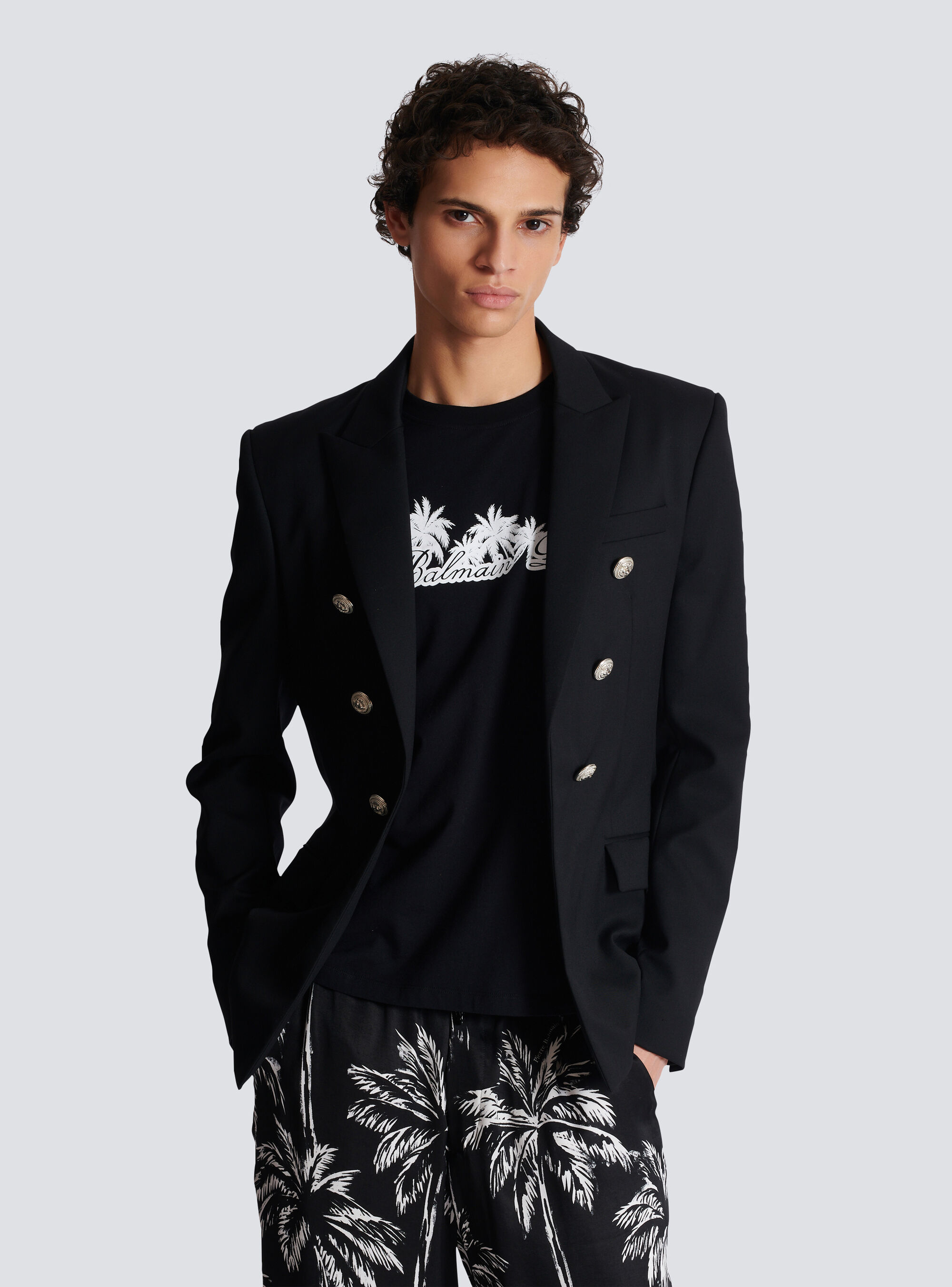 Balmain Wool Button-detail Blazer In Black
