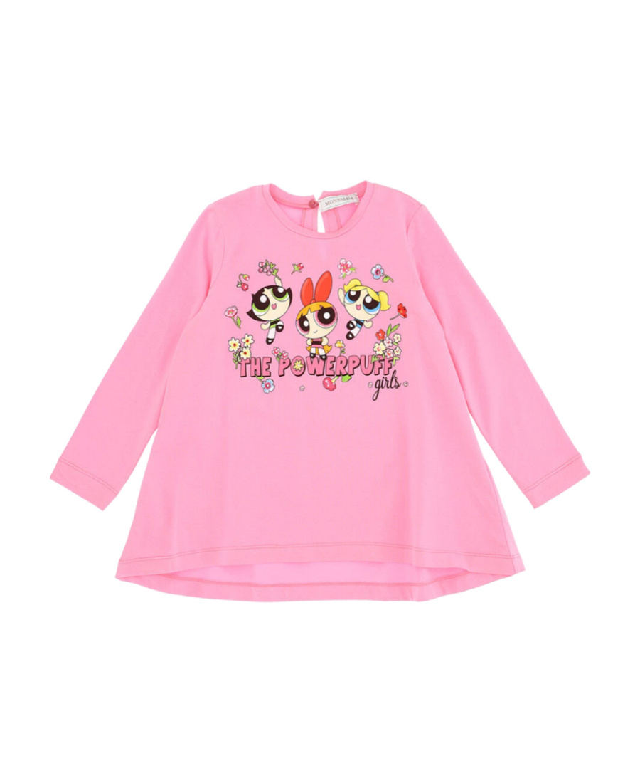 Monnalisa T-shirt With Round Neck And Long Sleeves In Pink