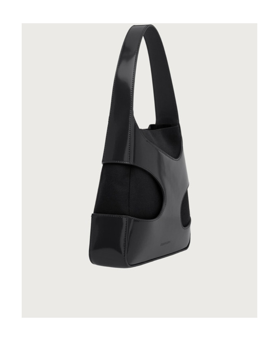Ferragamo Cut-out Leather Shoulder Bag In Black