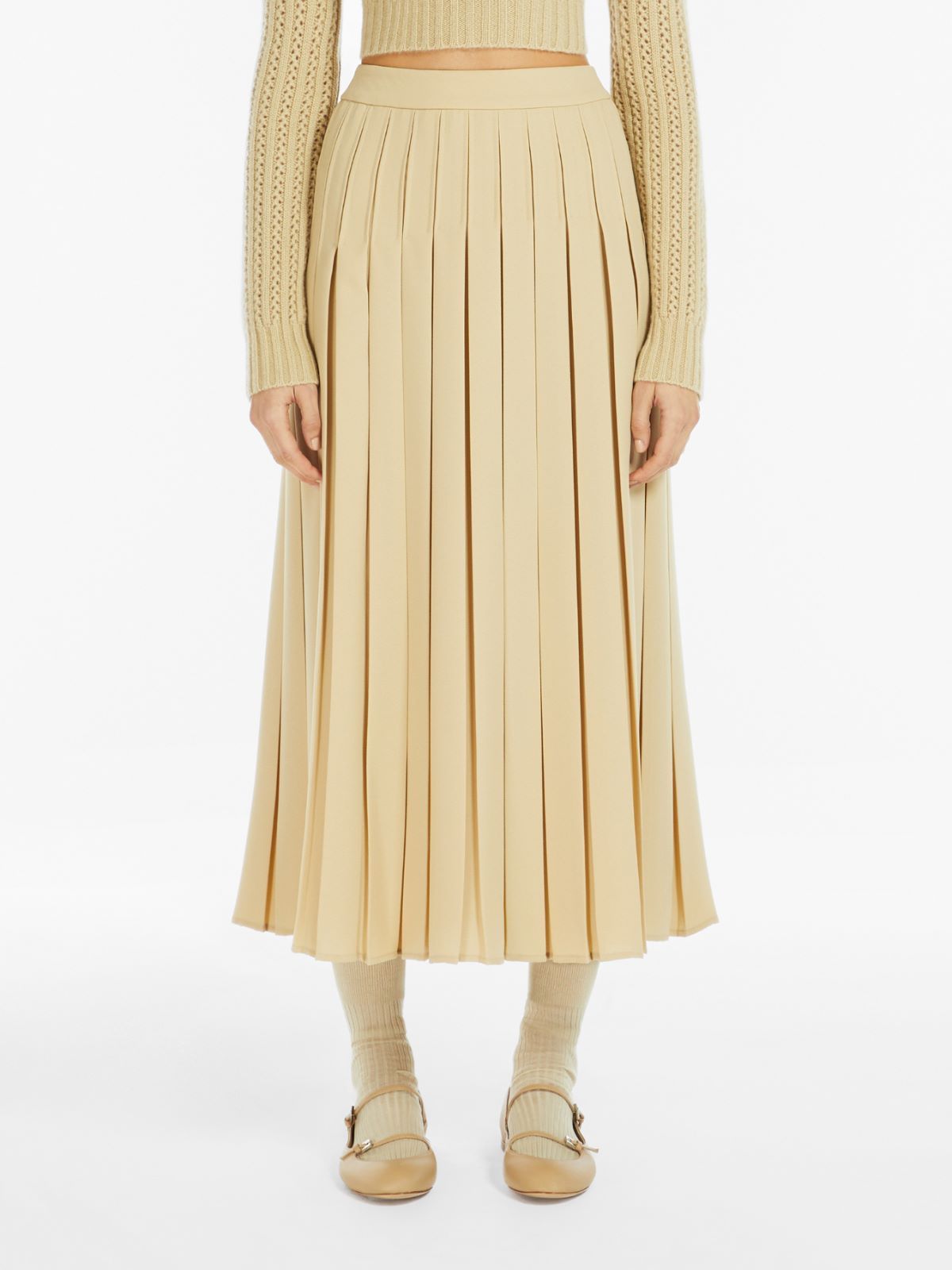 Max Mara Luisa Pleated A-line Skirt In Nude