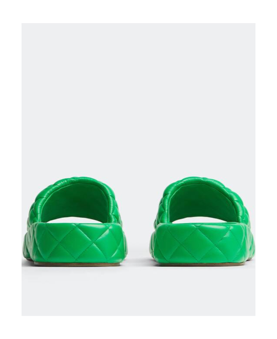 Bottega Veneta Quilted Green Slides With Chunky Sole In Green