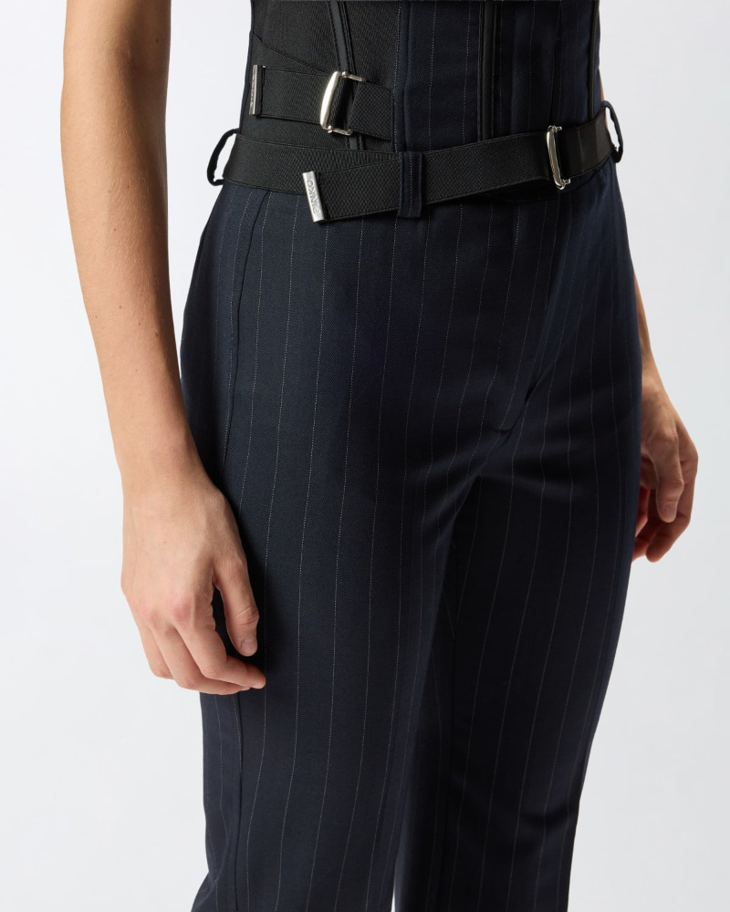 Pinko Pinstripe Poly Wool Bustier Trousers In Multi