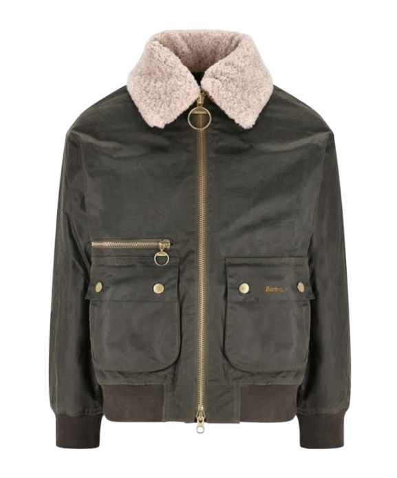 Barbour Womens Archive Olive Maxine Faux-fur-collar Waxed-cotton Jacket In Green