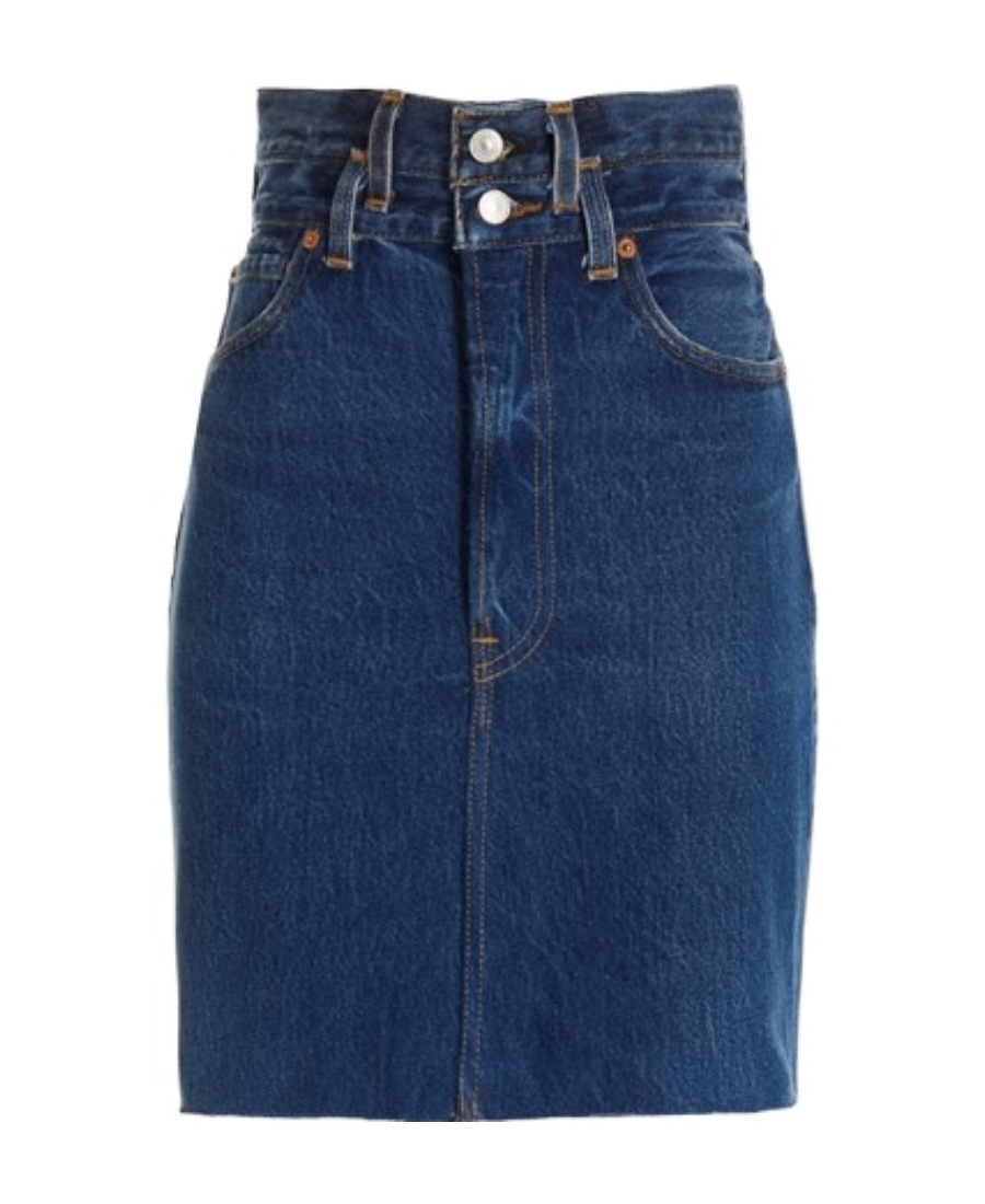 Re/done Double Waisted Pencil Re Done X Levis Skirt In Blue