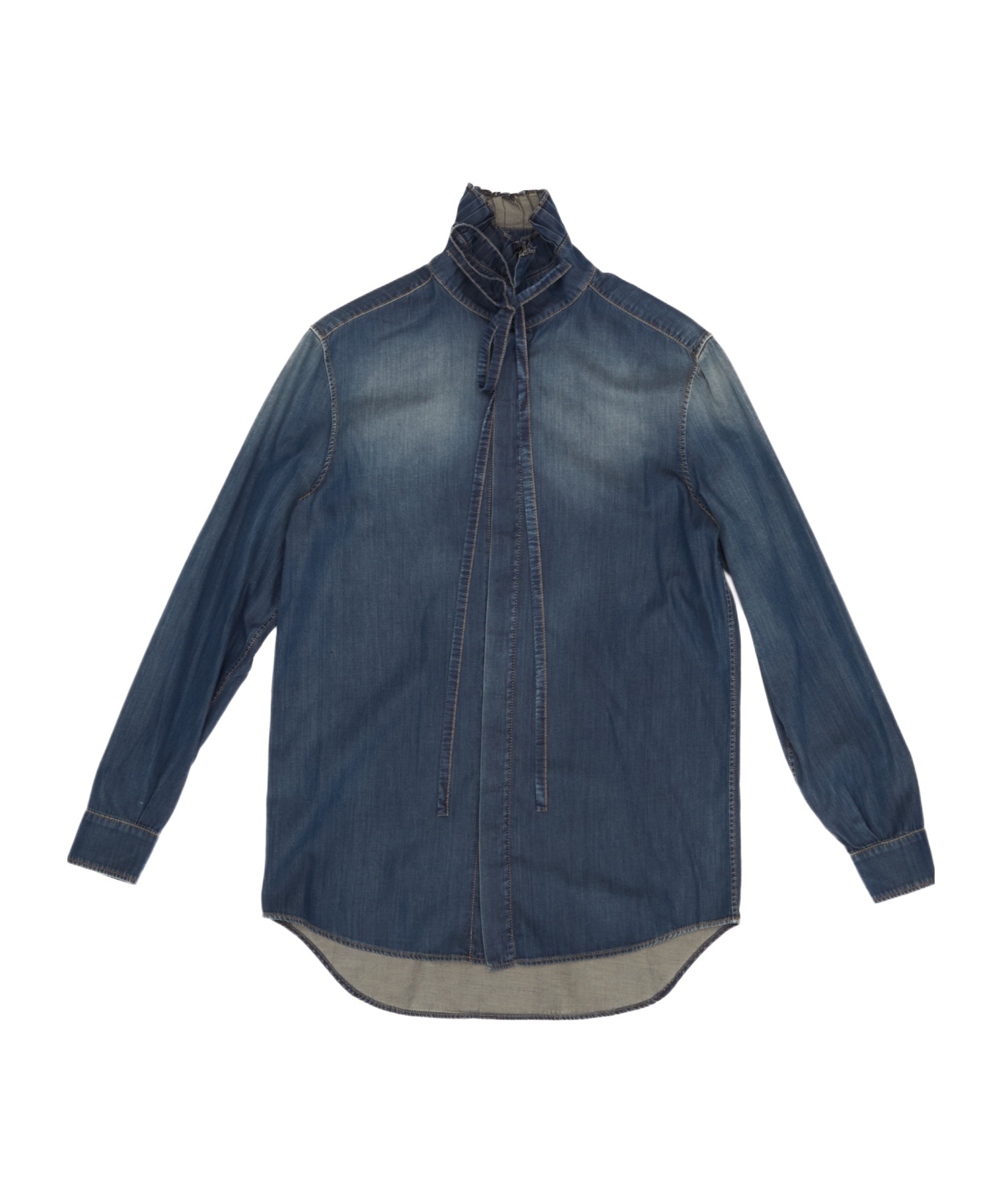Dior Long Blouse With Tied Collar In Blue