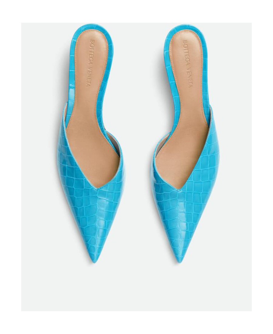 Bottega Veneta Logo Embossed Muller High Heels In Blue