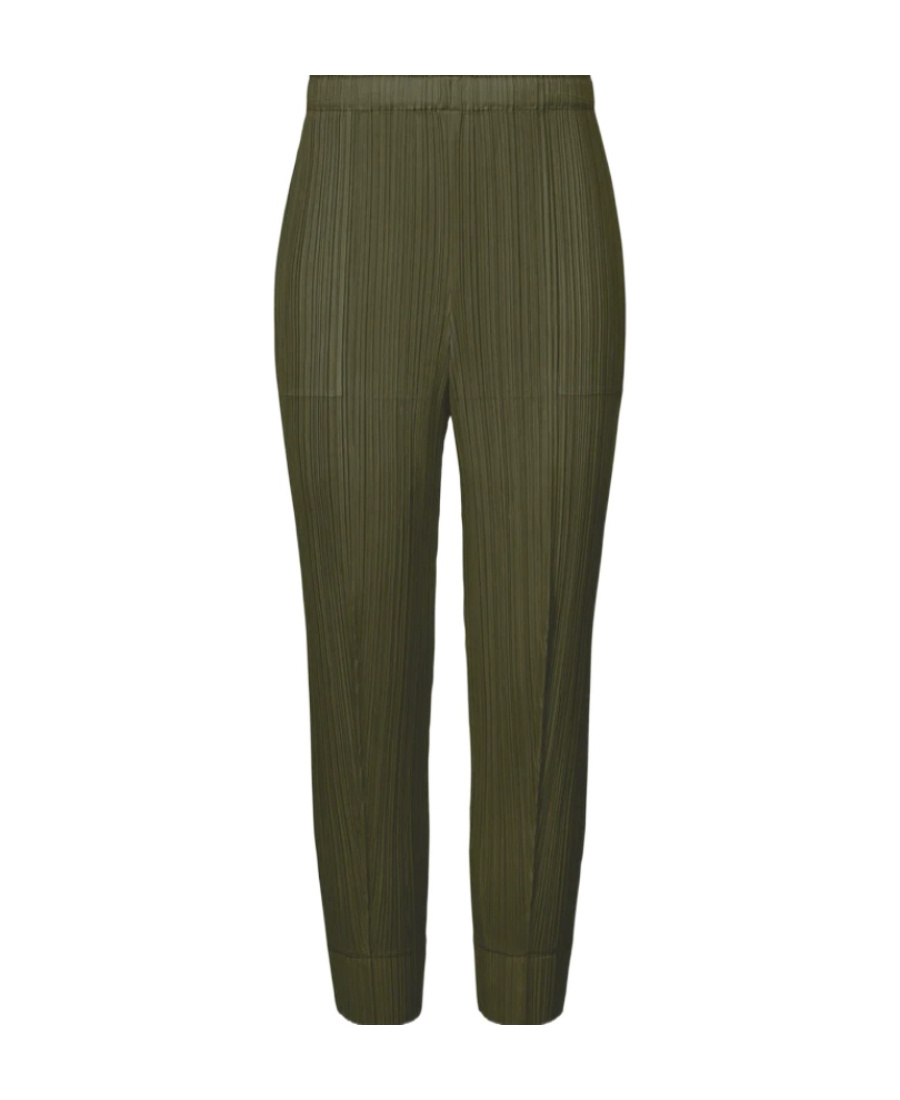 Shop Issey Miyake High-waisted Pleated Trousers In Green