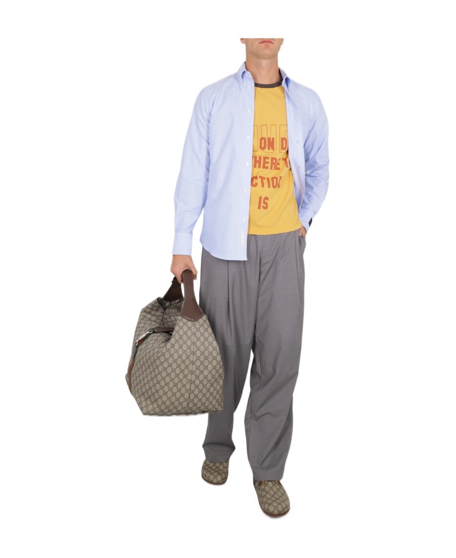 Msgm Logo-appliqué Cotton Shirt In Blue