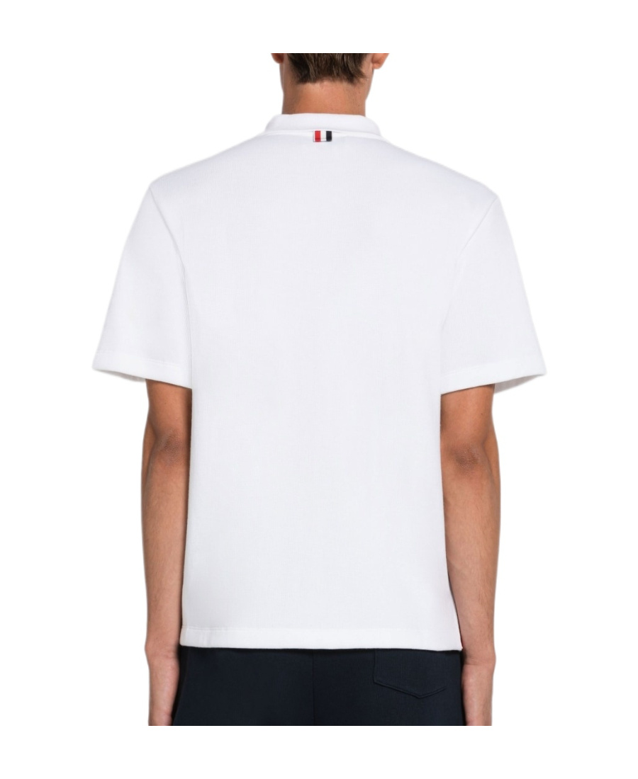 Thom Browne Rwb Trim Jersey Polo Short In White