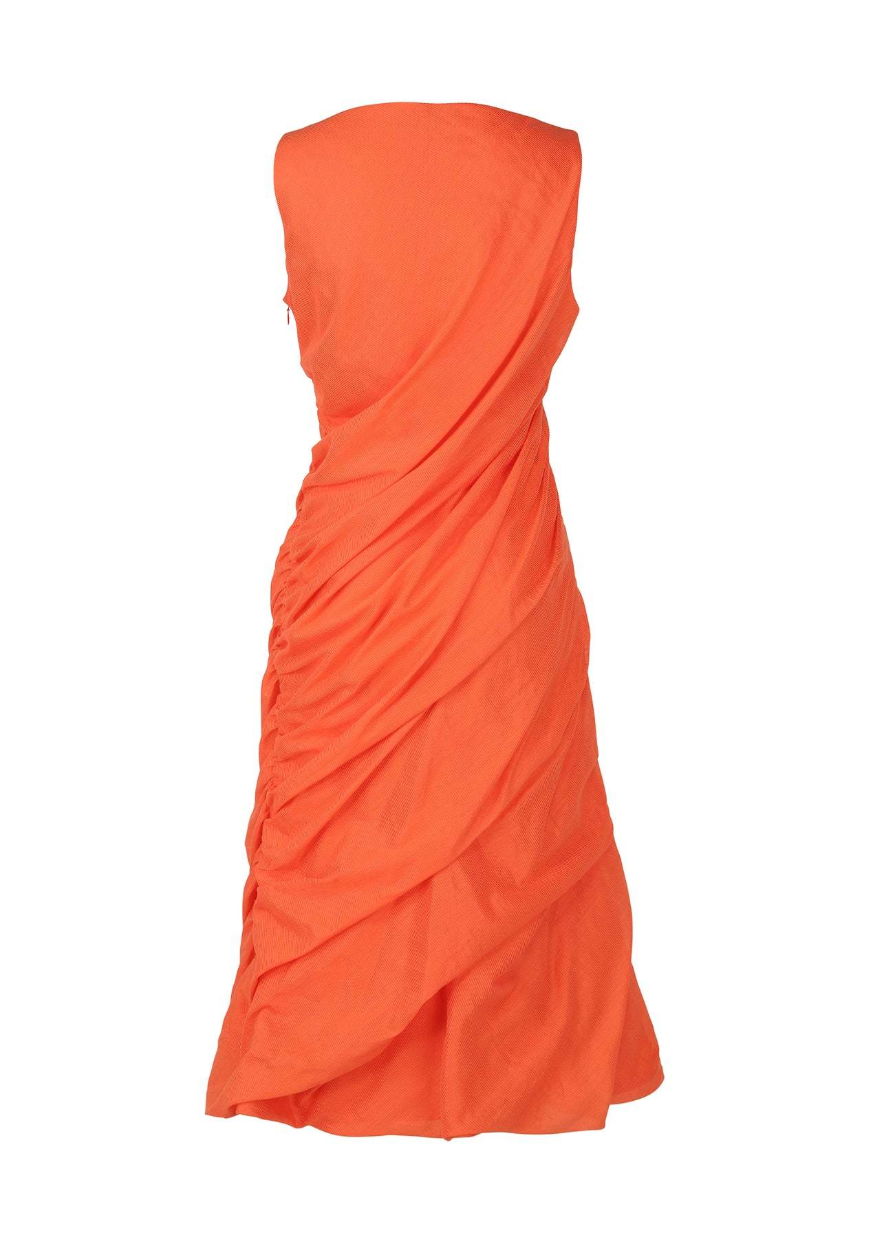 Shop Issey Miyake Twining Pleated Midi Dress In Orange