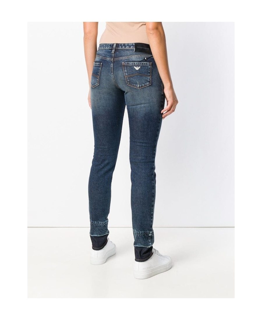 Emporio Armani Logo Jeans In Blue