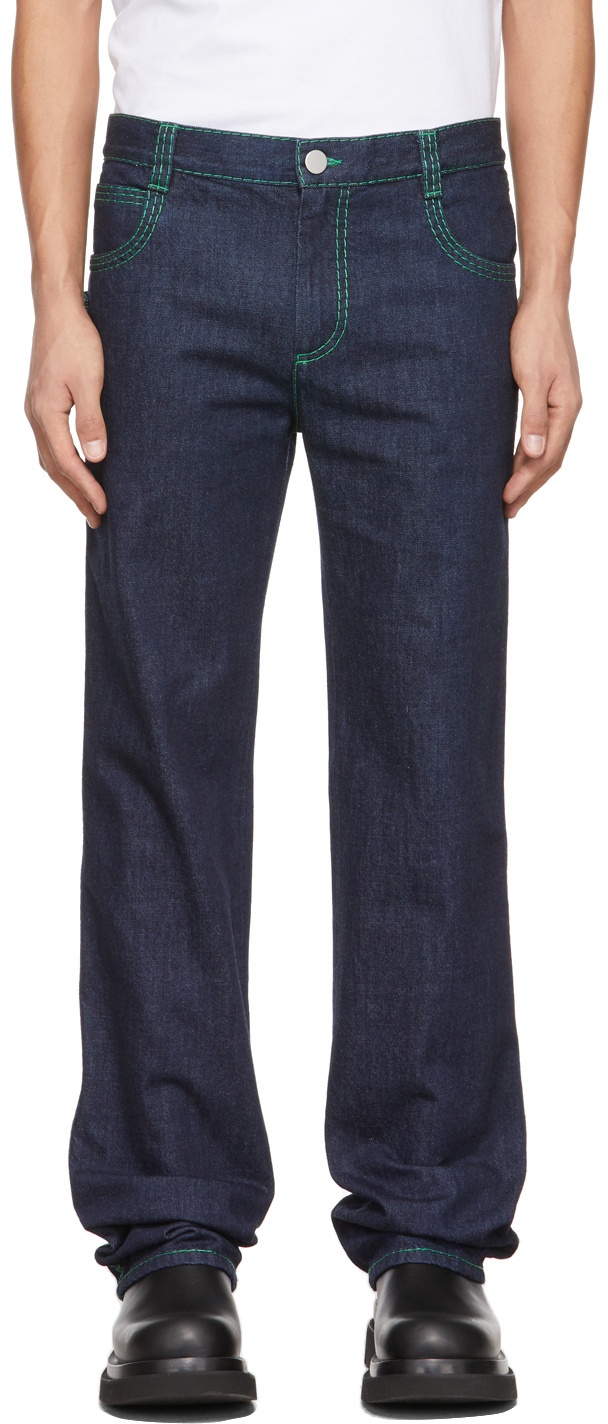 BOTTEGA VENETA CONTRAST-STITCH STRAIGHT-LEG JEANS