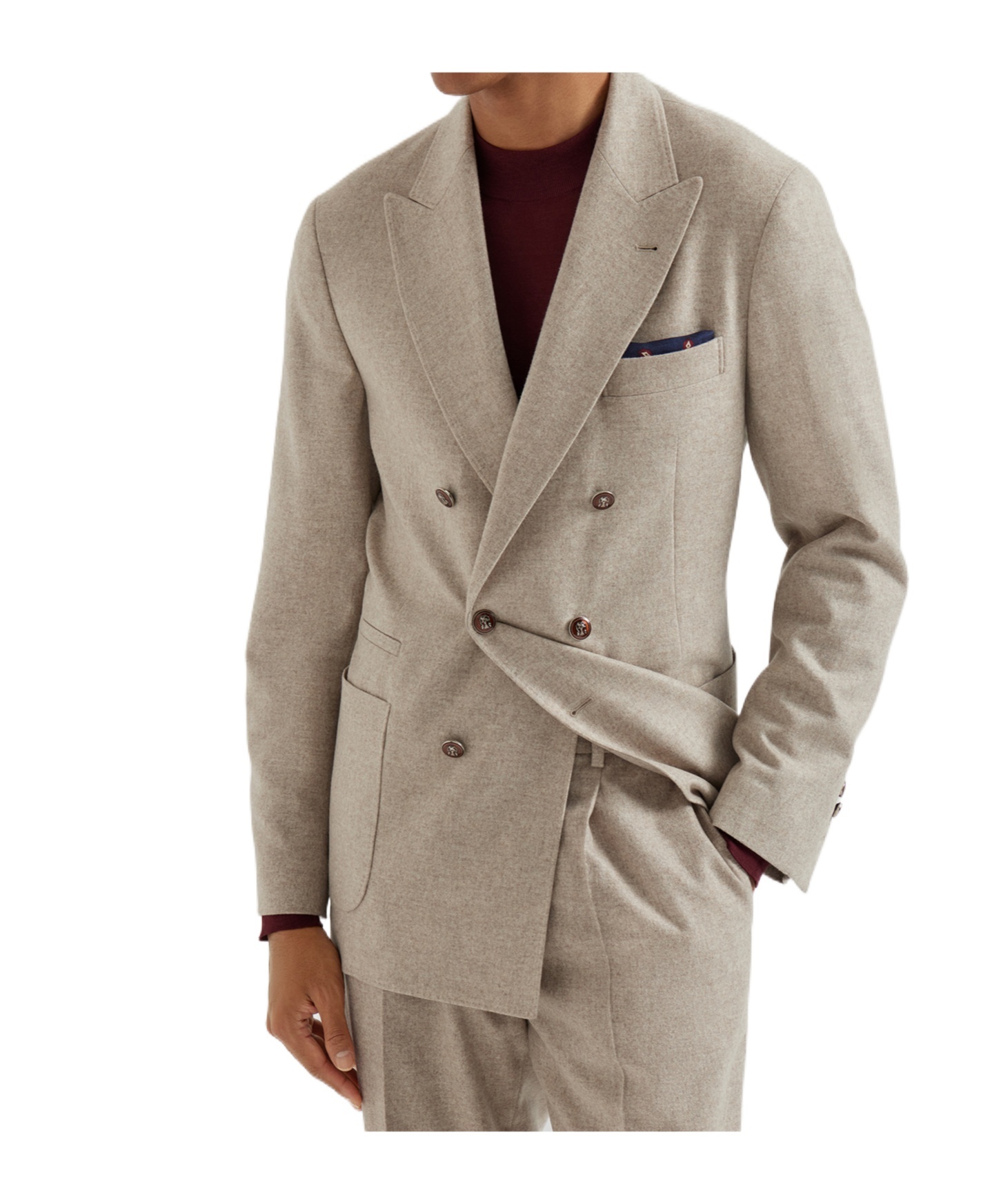 Brunello Cucinelli Double-breasted Patch-pocket Blazer In Beige