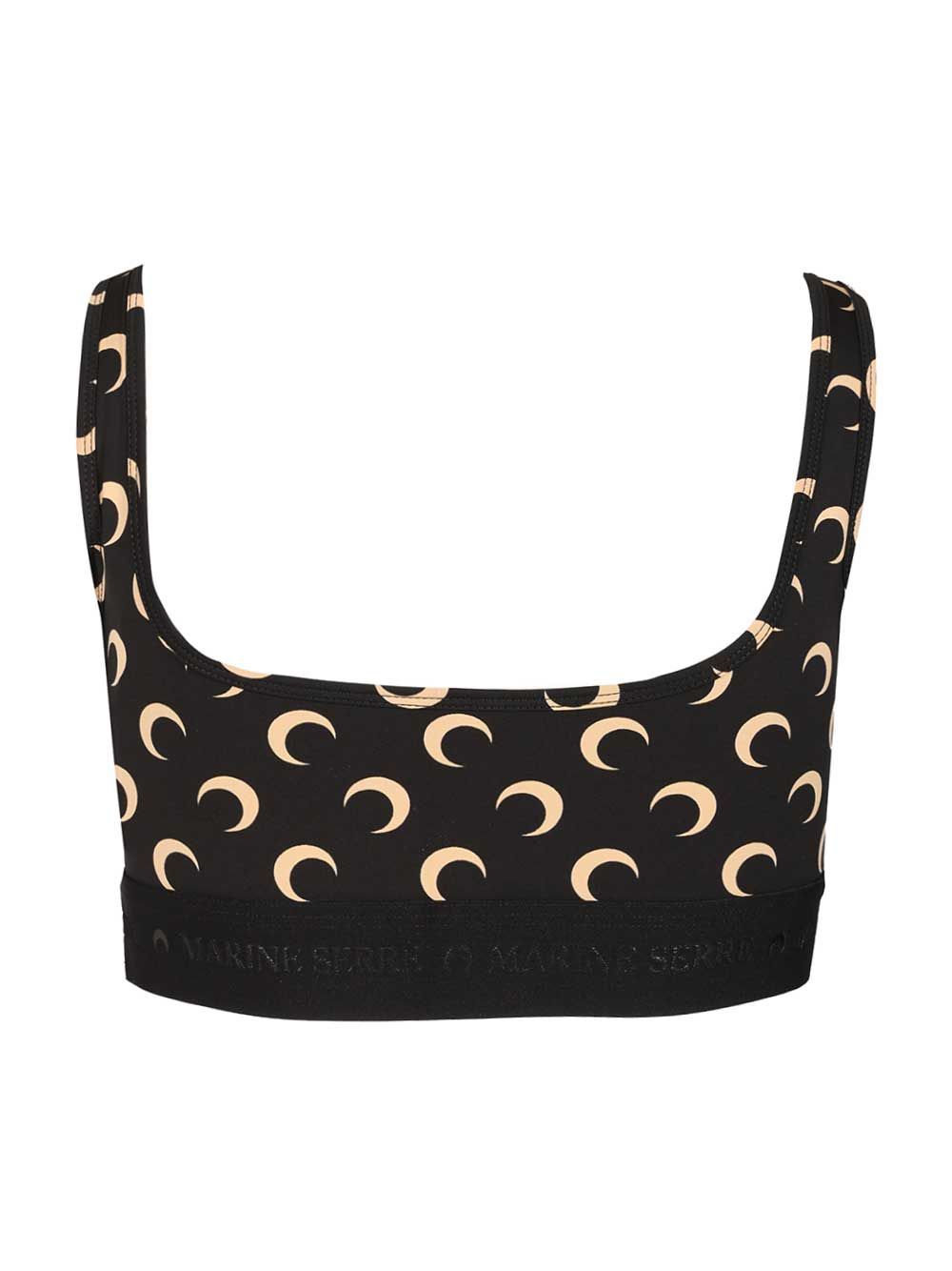 Marine Serre Fitted Underwear Top With Crescent Moon Pattern In Black