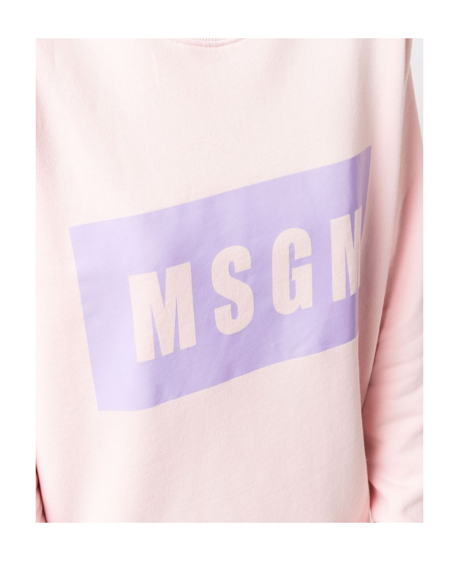 Msgm Logo-print Crew Neck Sweatshirt In Pink