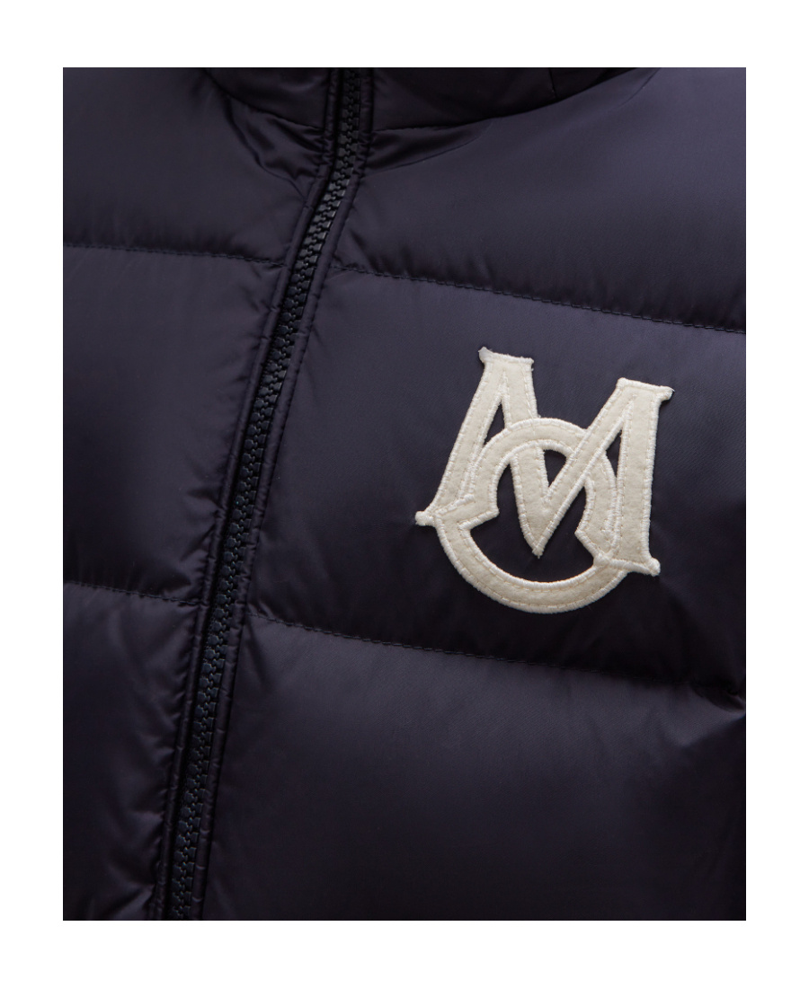 Moncler Enfant Mark Zip-up Puffer Jacket In Blue
