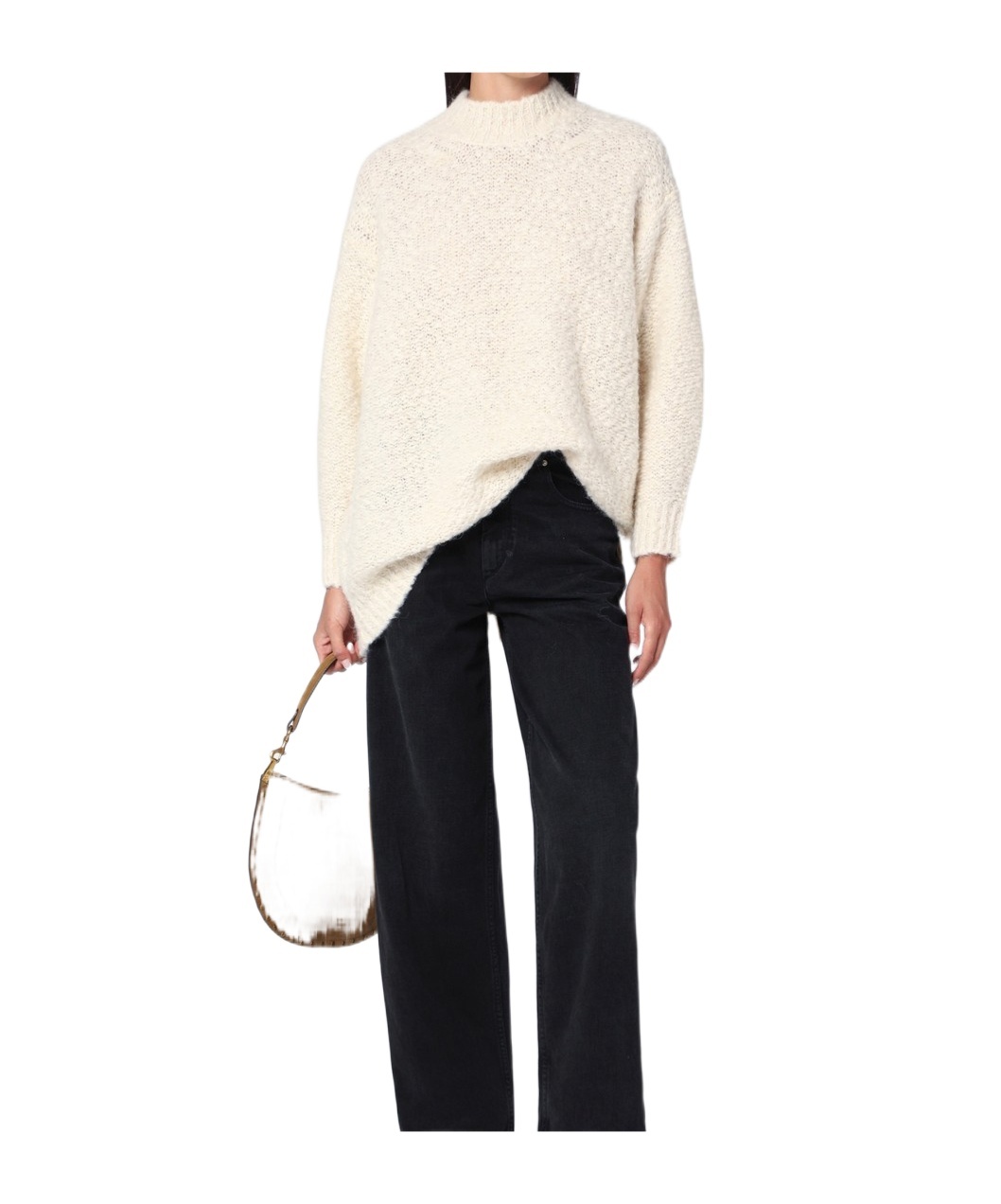 Isabel Marant Relaxed Fit High Neck Sweater With Longer Hem In White