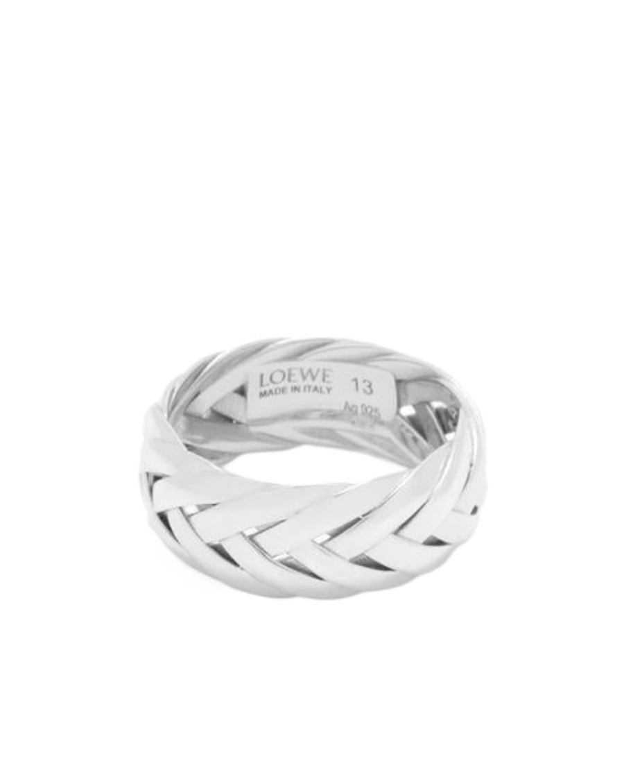 Loewe Braided Ring In Sterling Silver In White