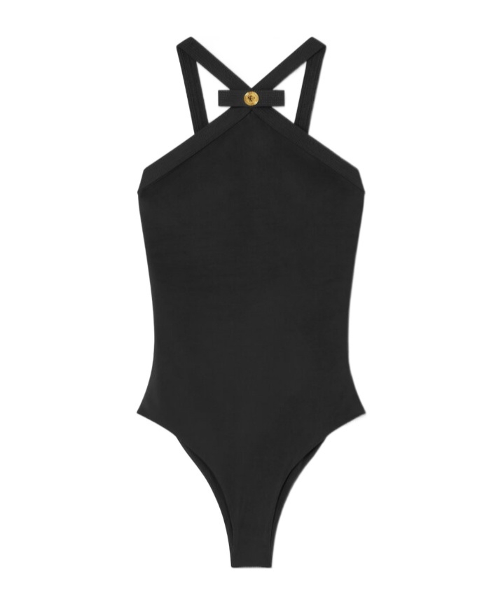 Versace Black One-piece Swimsuit With Medusa Head Detail In Tech Fabric Woman In Black