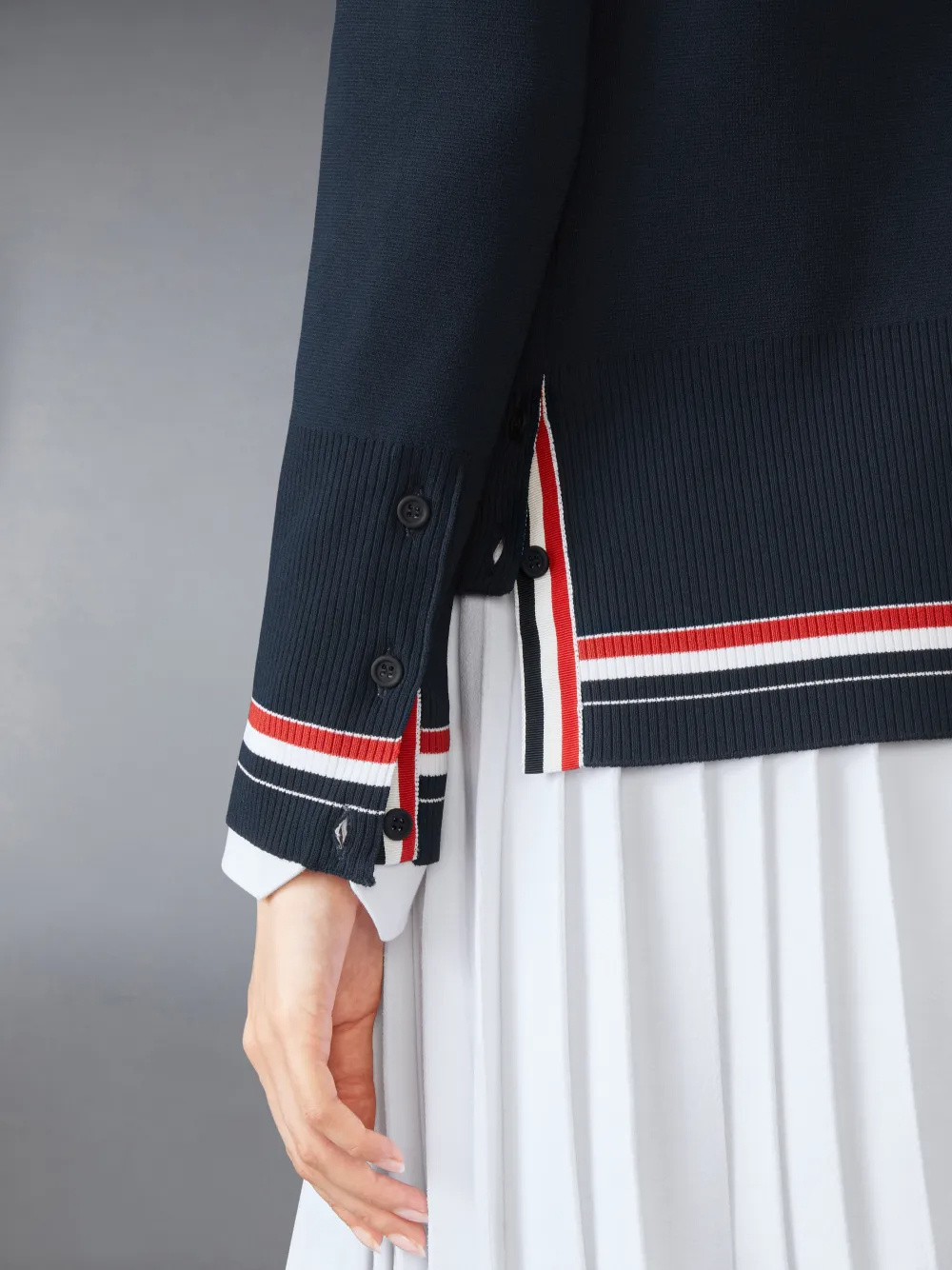 Thom Browne Long-sleeved Hooded Cardigan In Blue