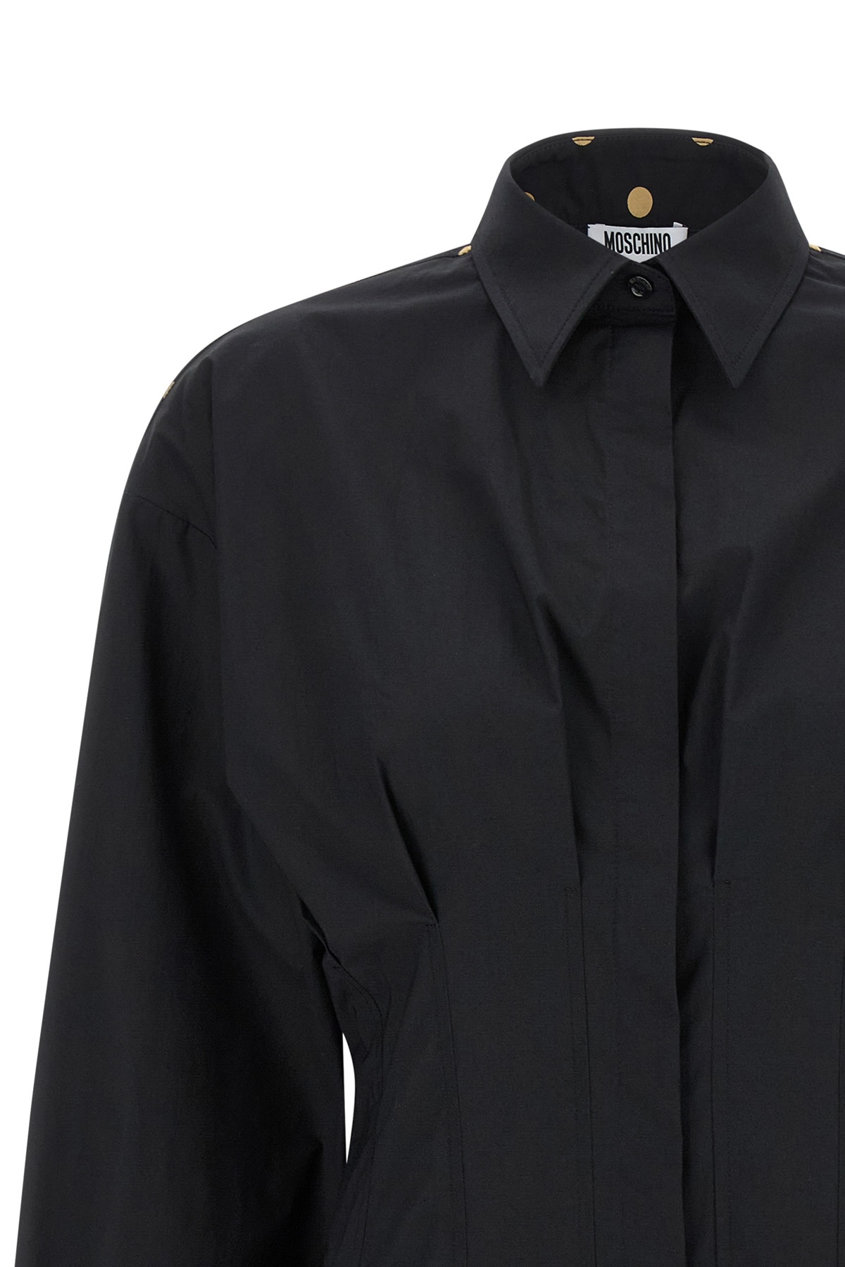 Moschino Dotted Shirt With Collar And Long Sleeves In Black