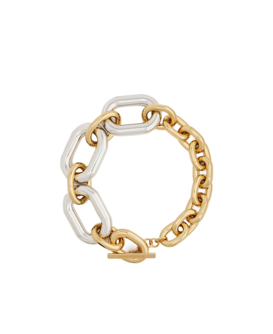 Rabanne Xxl Chain Necklace In Silver And Gold-tone Brass In Yellow