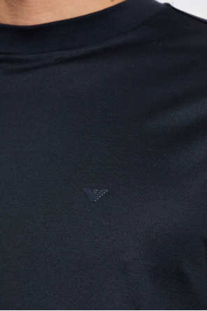 Emporio Armani Logo-embroidered Crew-neck T-shirt In Black