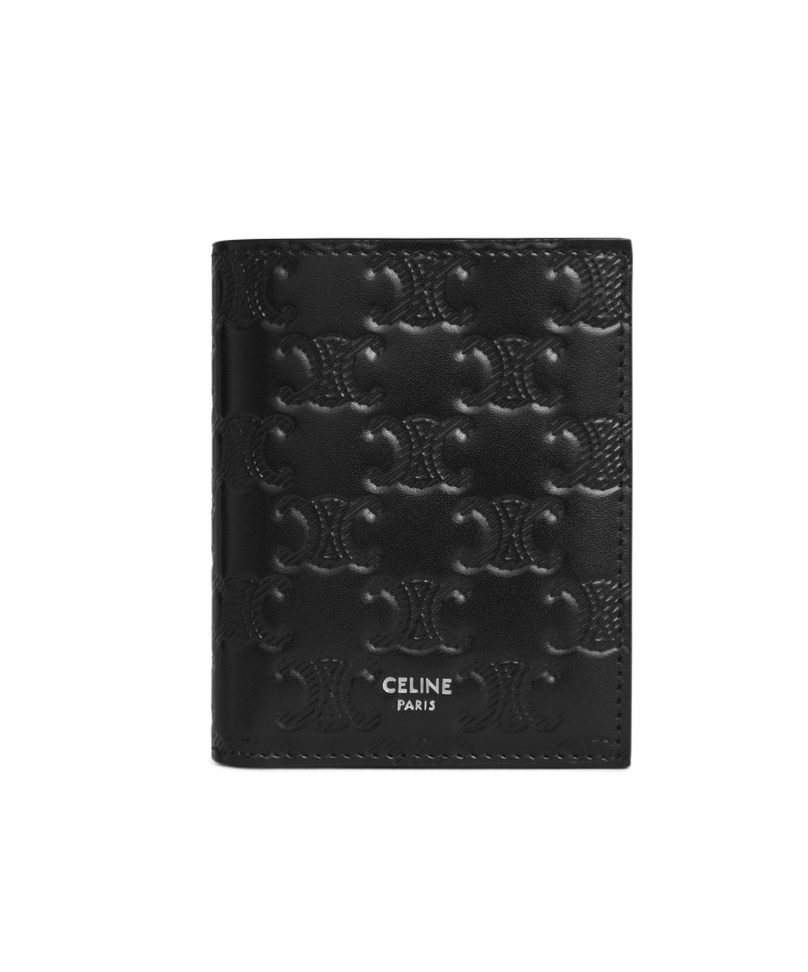 Celine Triomphe Folding Compact Wallet In Black