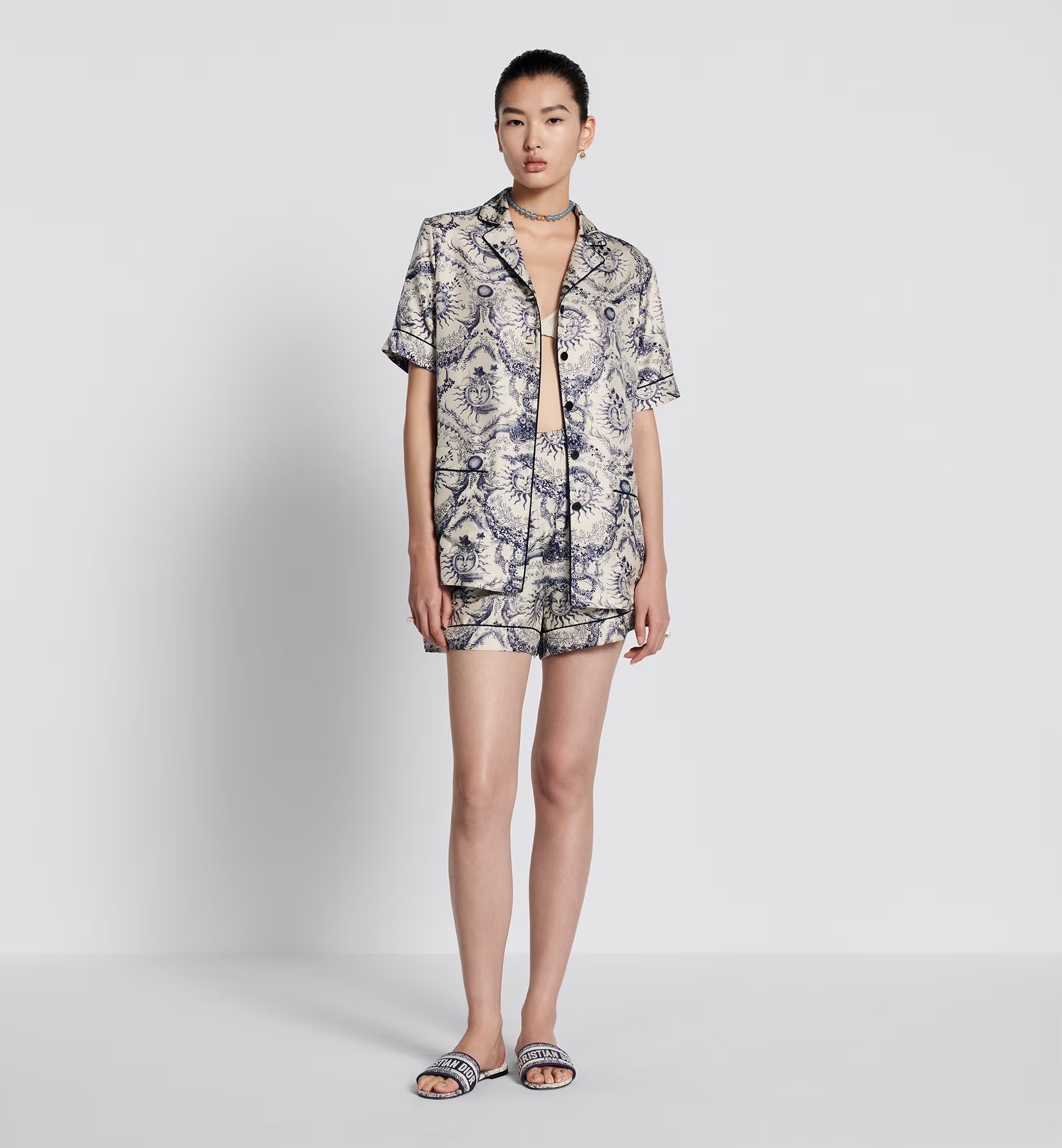 Dior Single-breasted Short-sleeved Shirt In Gray