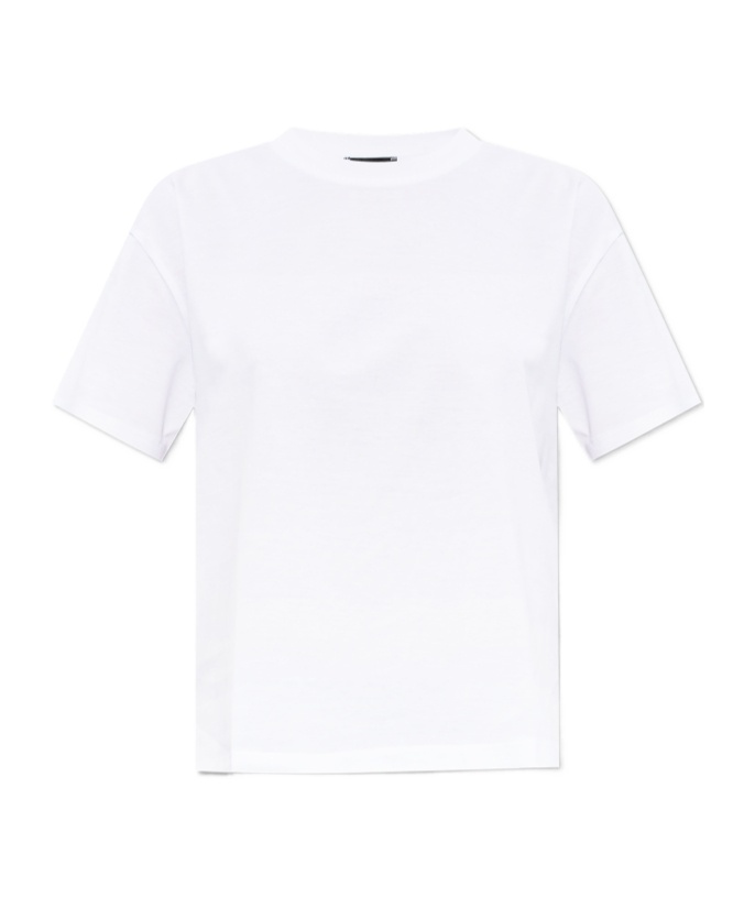 Emporio Armani Asv Jumper In Supima Jersey With Embossed Signature Logo Embroidery In White