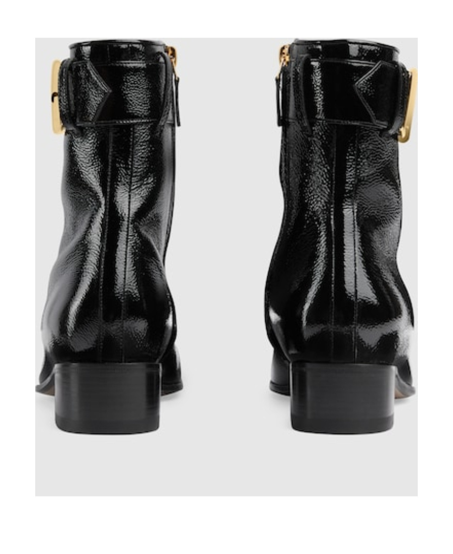 Shop Gucci Retro G 35mm Leather Ankle Boots In Black