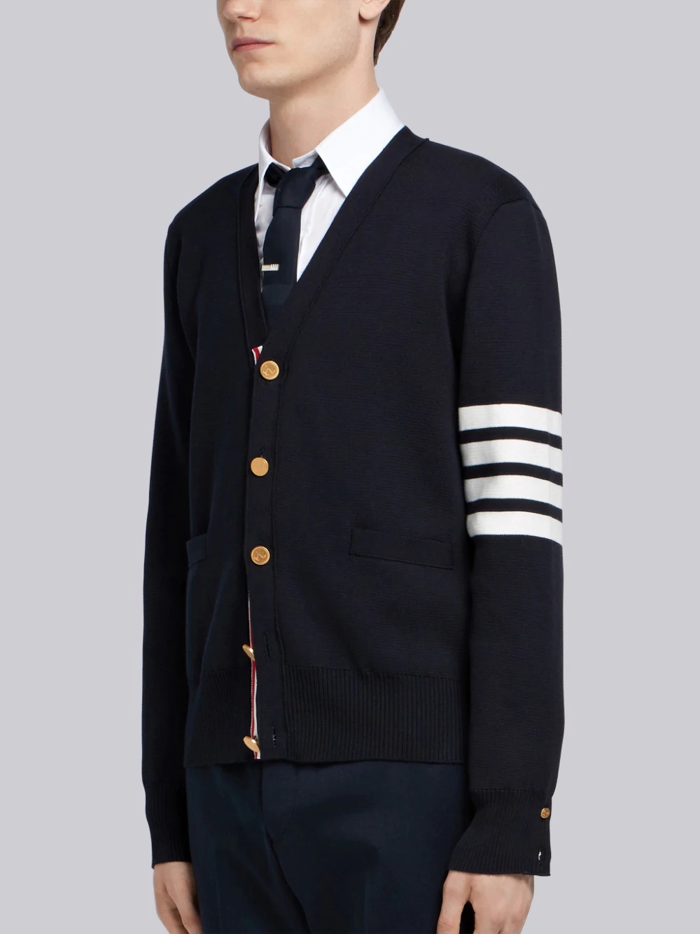 Thom Browne 4-bar Cotton Cardigan For In Black