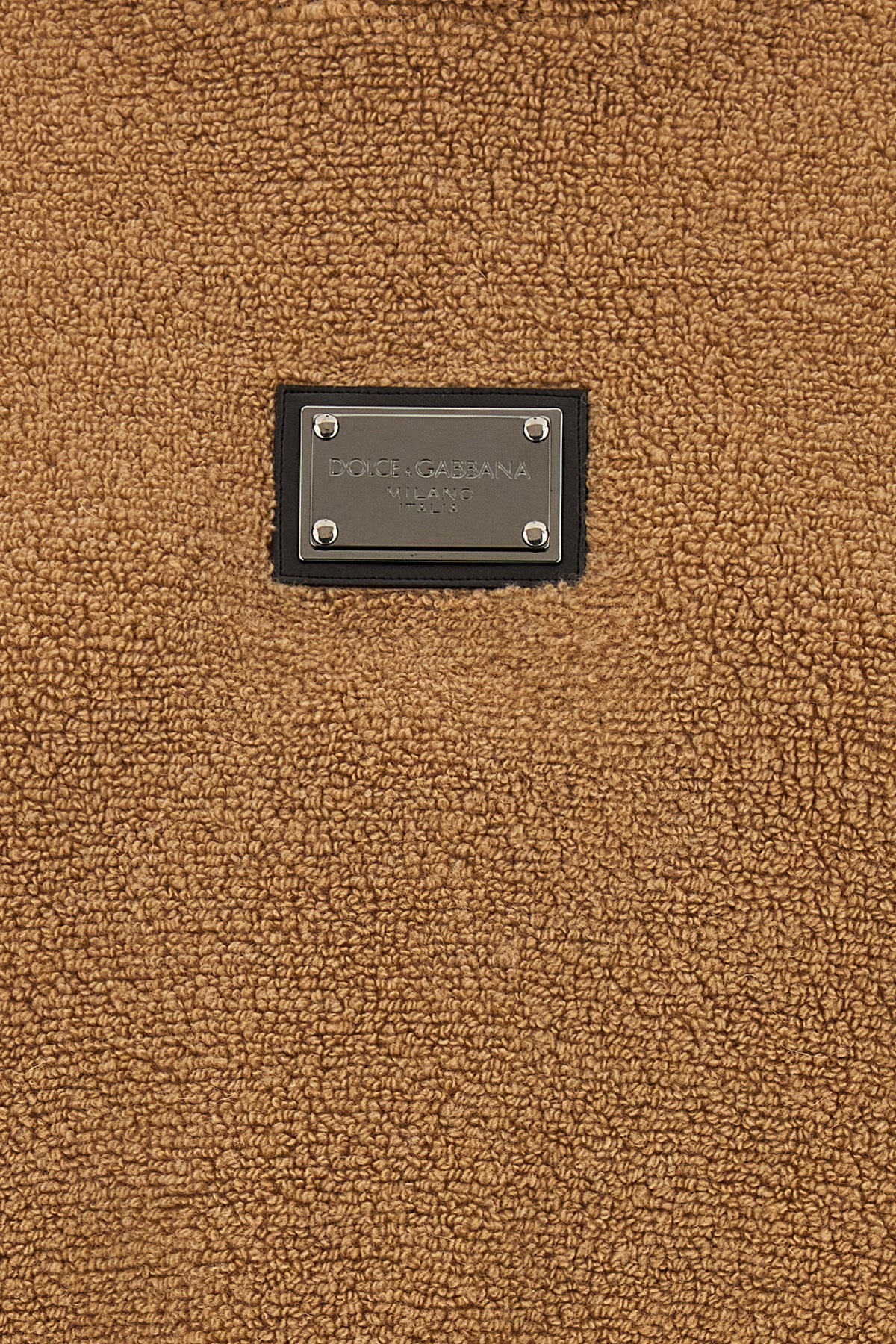 Dolce & Gabbana Logo-plaque Fleece-knit Jumper In Brown
