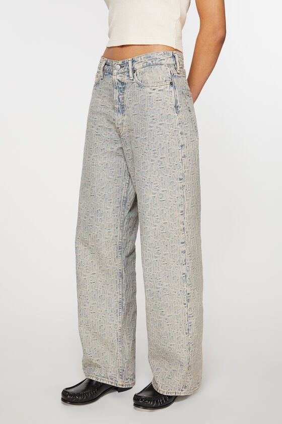 Acne Studios Letter Combination Denim Trousers In Gray