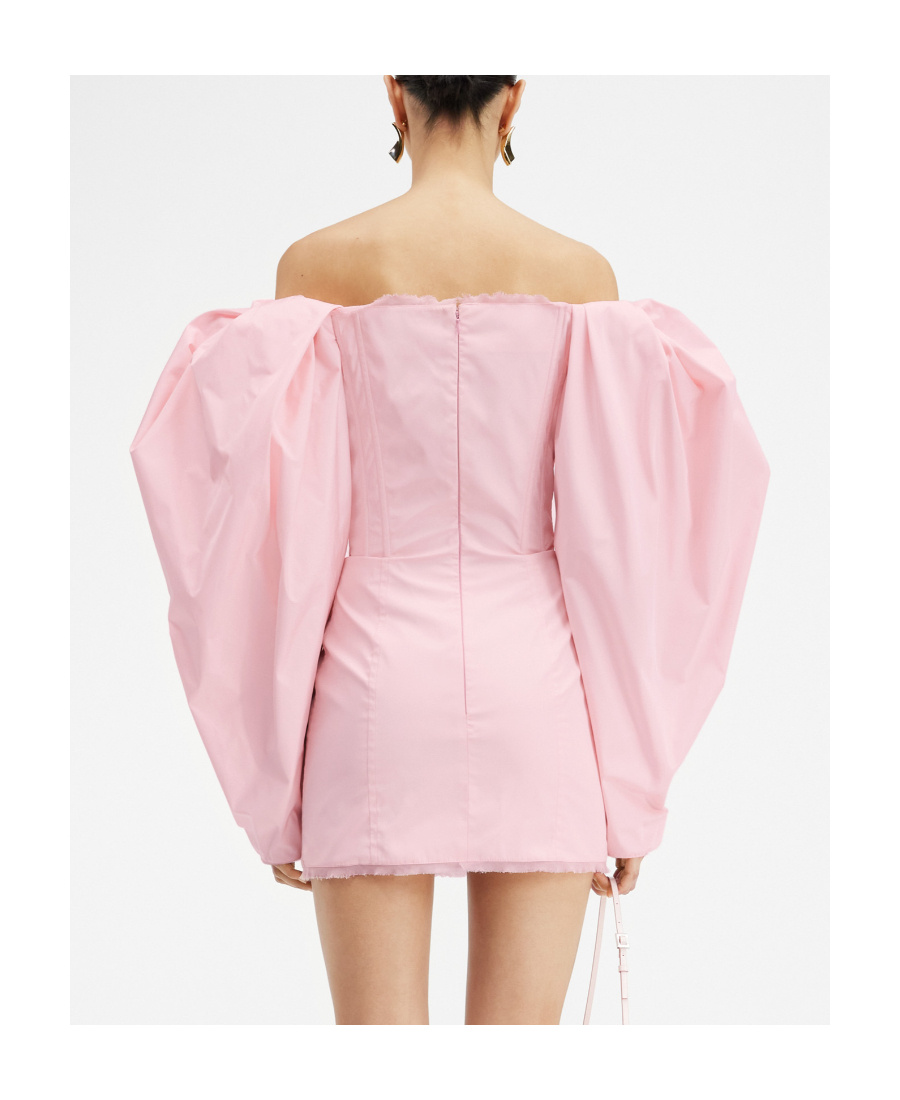 Jacquemus La Robe Taffetas Draped Mini Dress In Pink