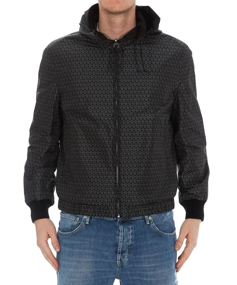 Ferragamo Double-sided Gancini With Hat Casual Jacket In Black