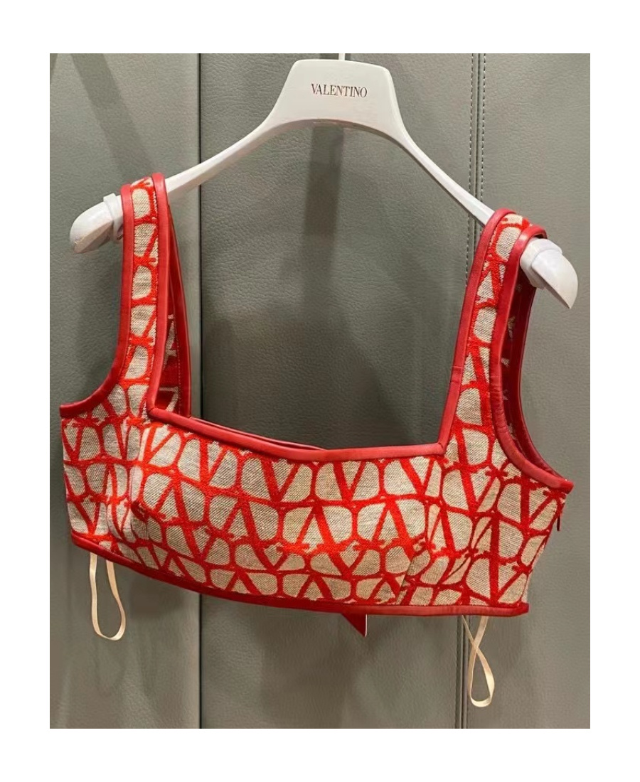 Valentino Toile Iconographe Light Bralette Top In Red