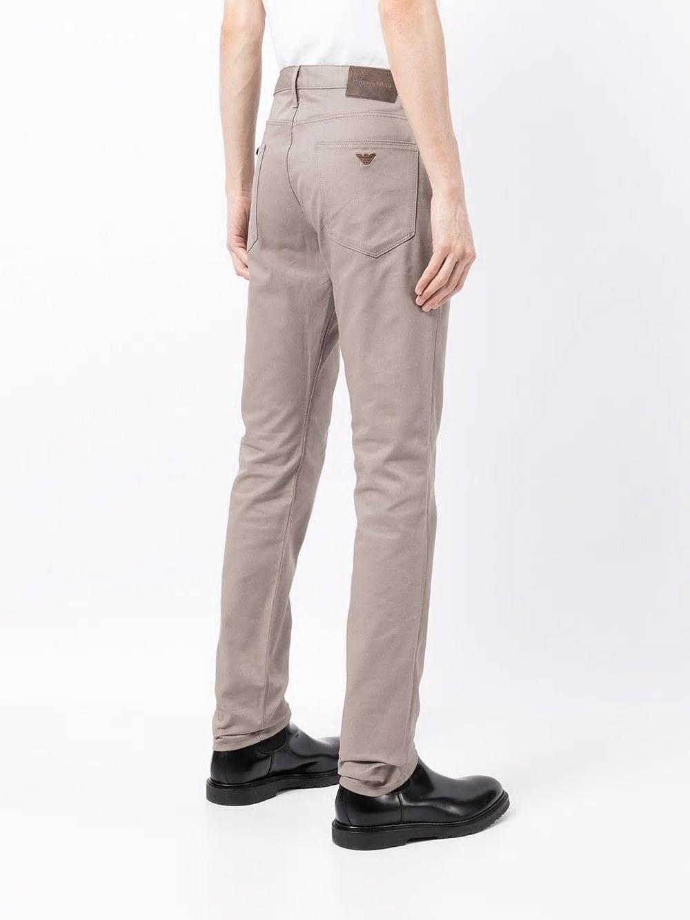 Emporio Armani Logo-patch Straight Leg Trousers In Gray