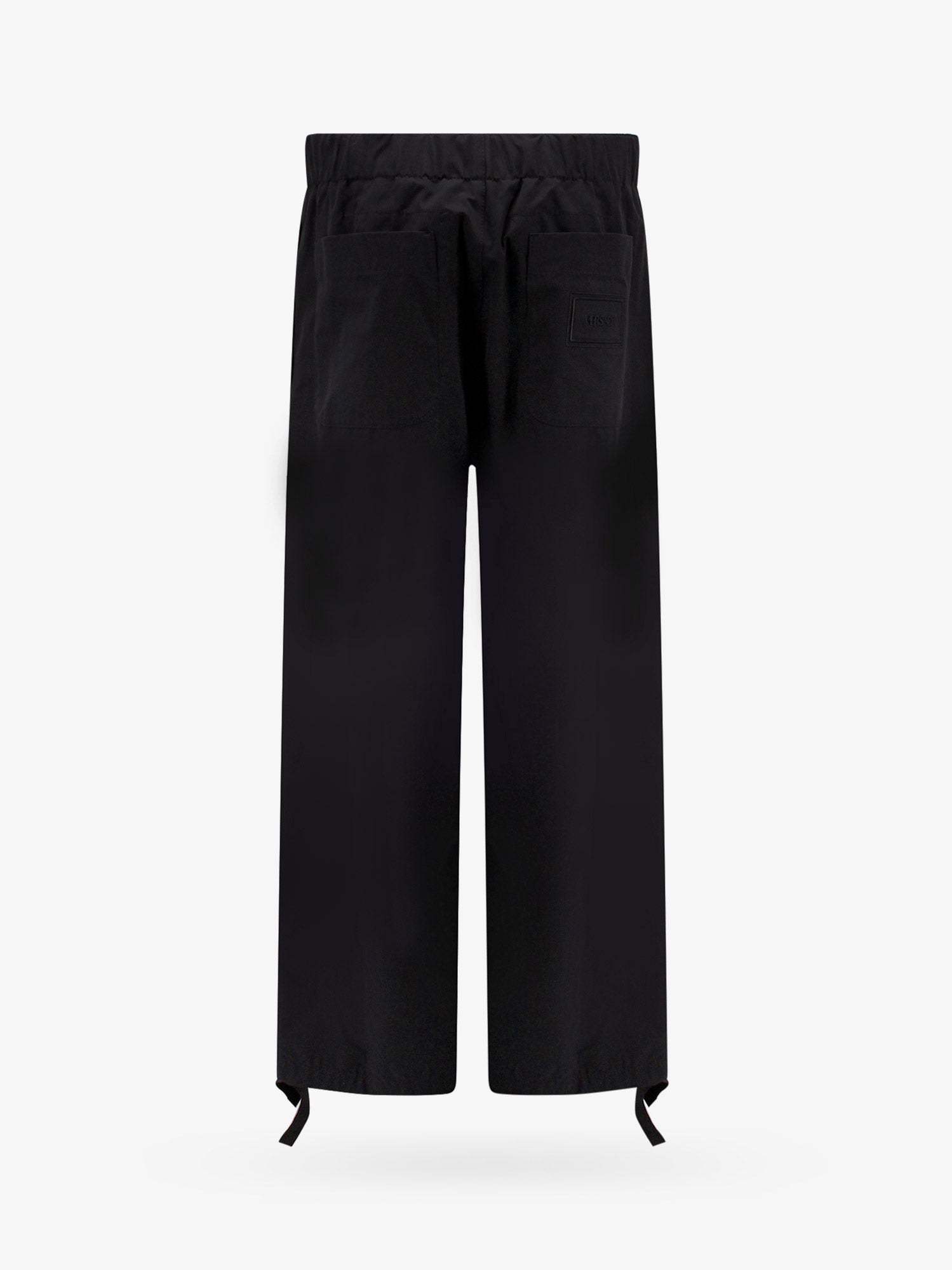 Versace Men Cotton Trouser With Back Embroidered Logo In Black