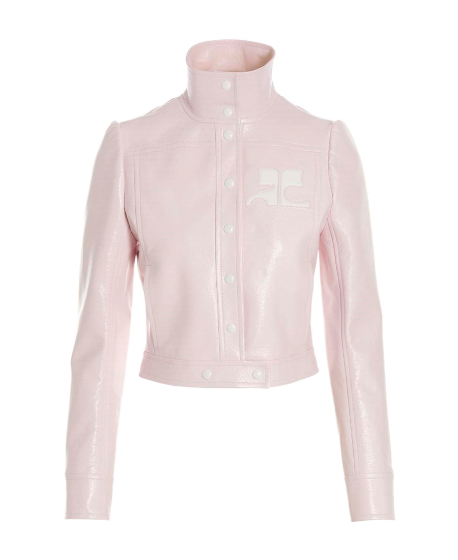 Courrèges Logo-patch Cropped Jacket In Pink