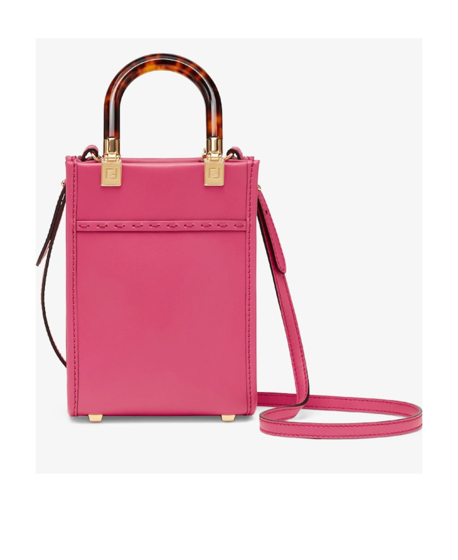 Fendi Woman Fuchsia Leather Mini Sunshine Handbag In Red
