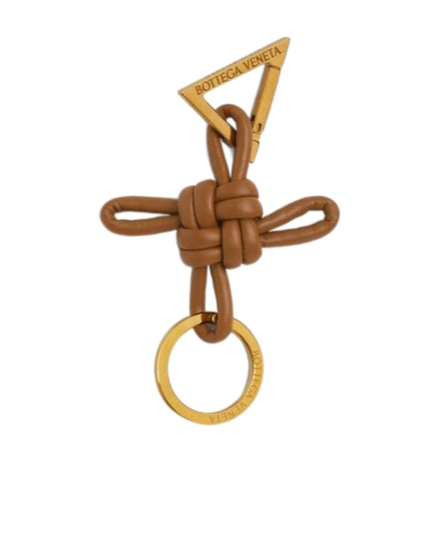 Bottega Veneta Knotted Cord Leather Key Ring In Brown