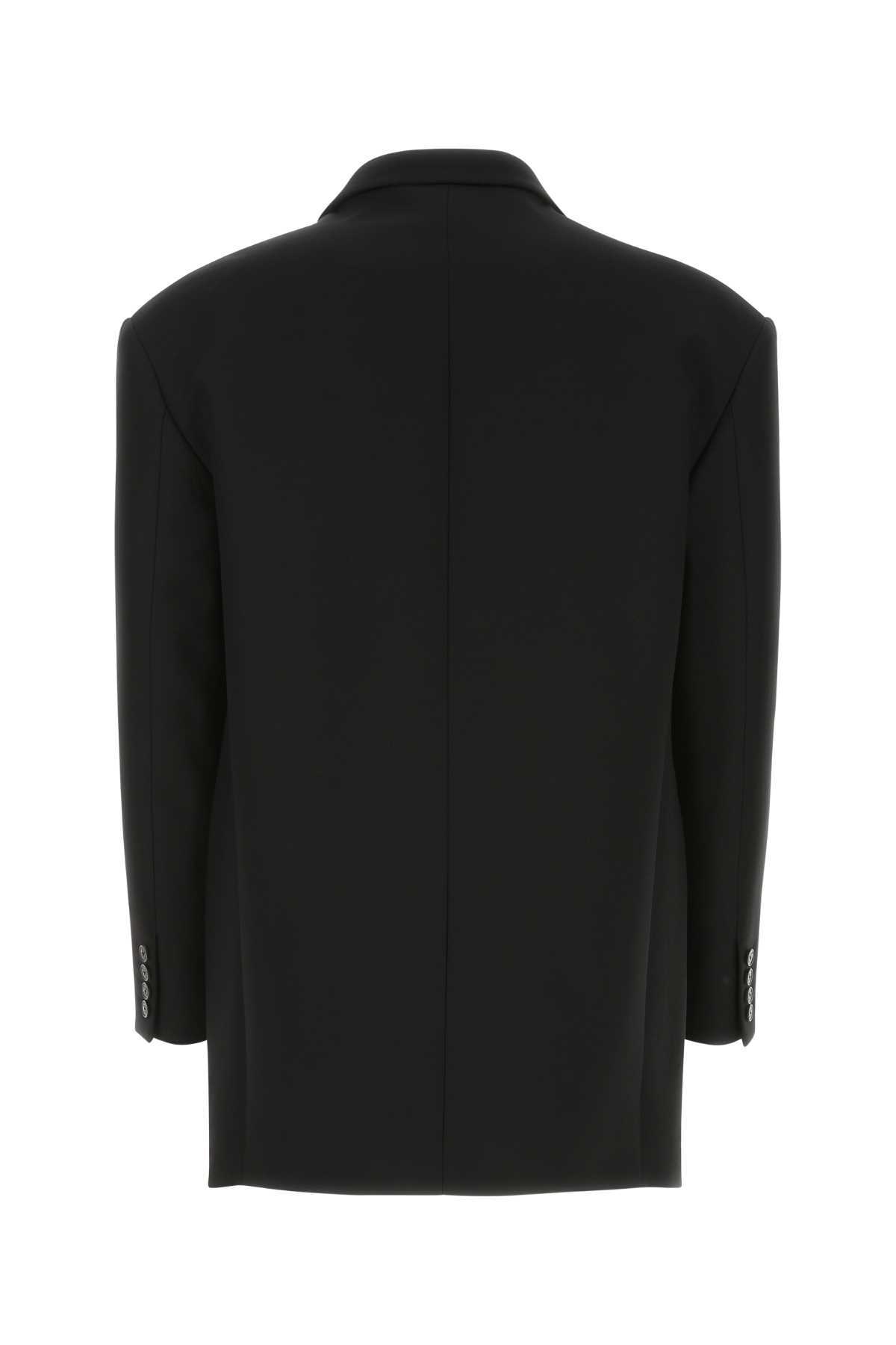 Valentino Padded Shoulders Structured Wool Blazer In Black