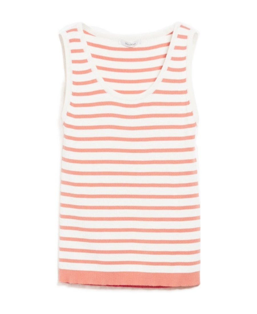 Max Mara Striped Knitted Tank Top In White