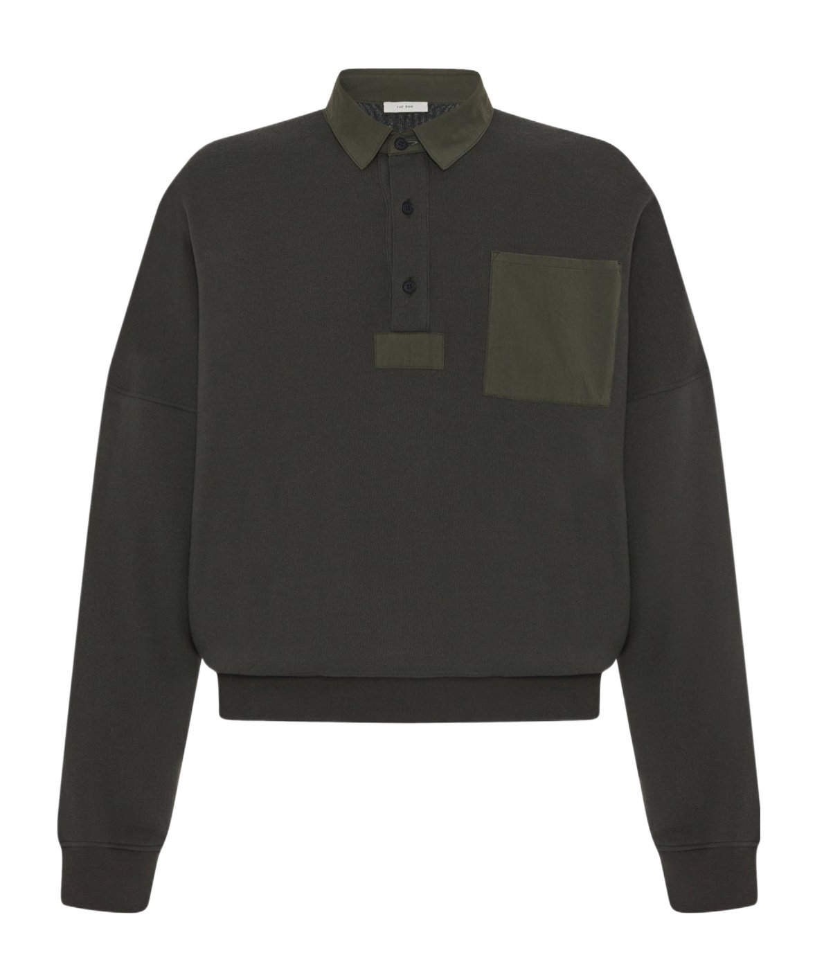 The Row Dende Poplin-trimmed Brushed Cotton And Cashmere-blend Polo Shirt In Black