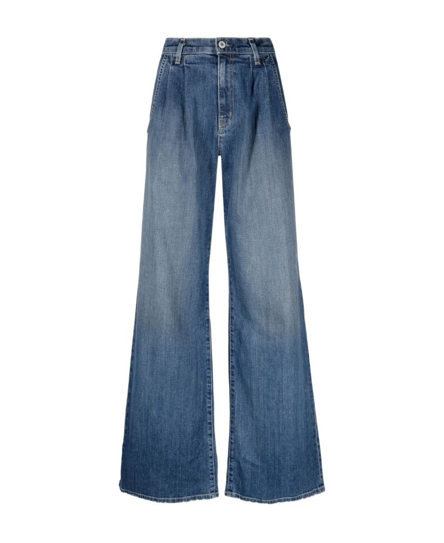 NILI LOTAN WIDE-LEG BLEACH-EFFECT DENIM JEANS
