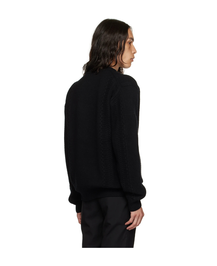 We11 Done Black Square Patch Sweater In Black