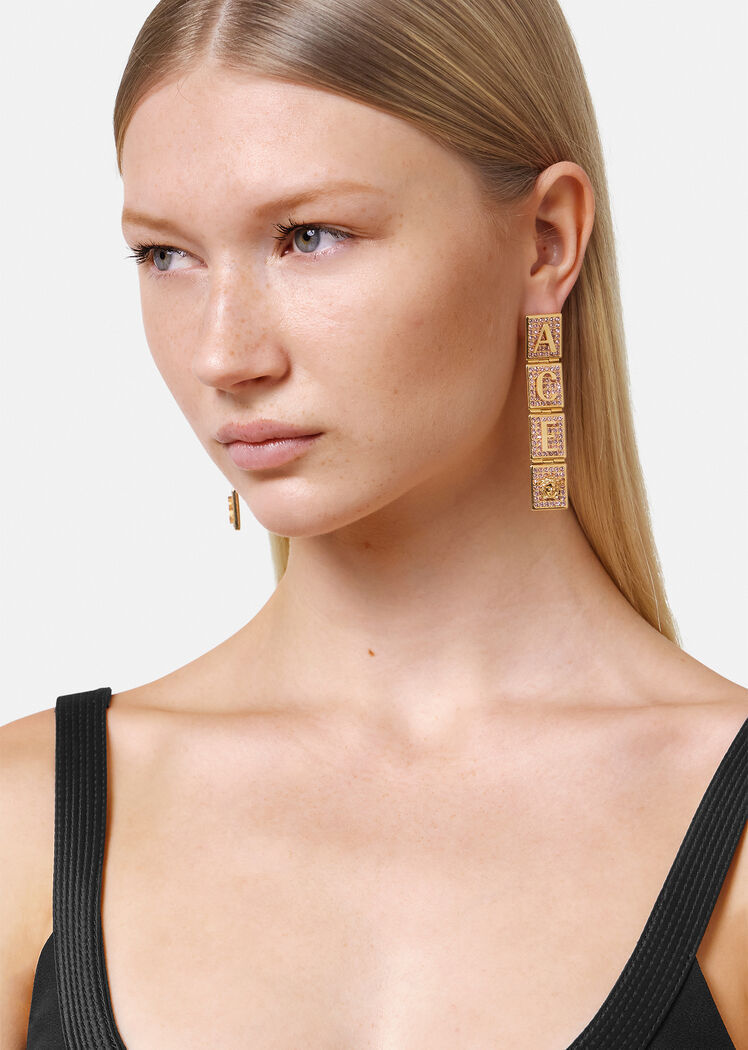 VERSACE VERSACE TILES CRYSTAL-EMBELLISHED EARRINGS 