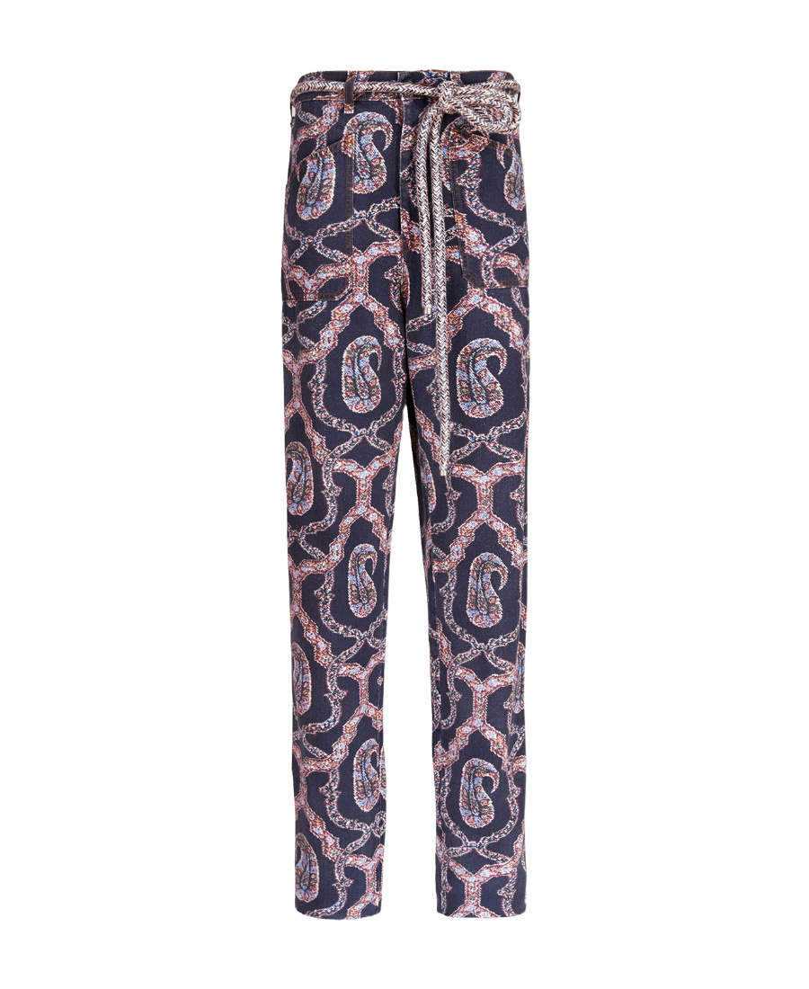 Etro Abstract-pattern Tapered-leg Trousers In Black