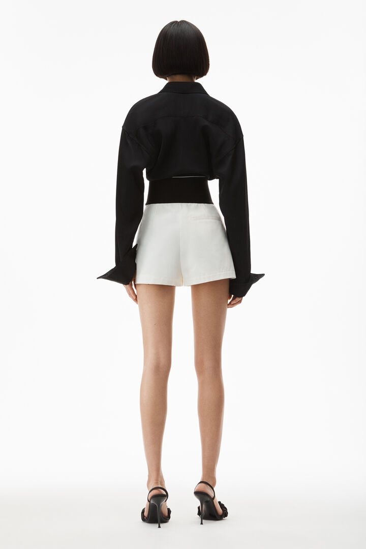 ALEXANDER WANG LOGO-WAIST PLEAT-DETAIL SHORTS